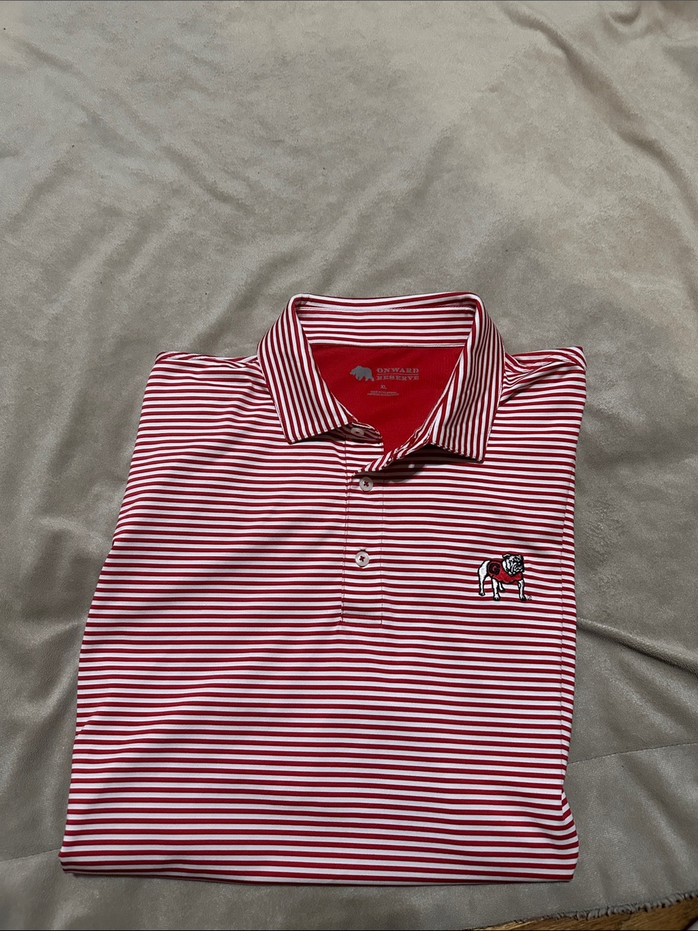 UGA Standing Bulldog Echo Stripe Performance Polo